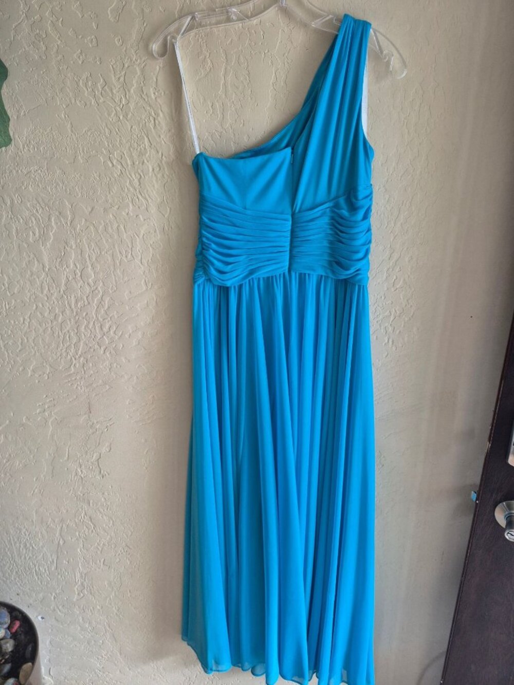 David's Bridal One Shoulder Malibu Blue Maxi Dress Size M - Picture 6 of 9